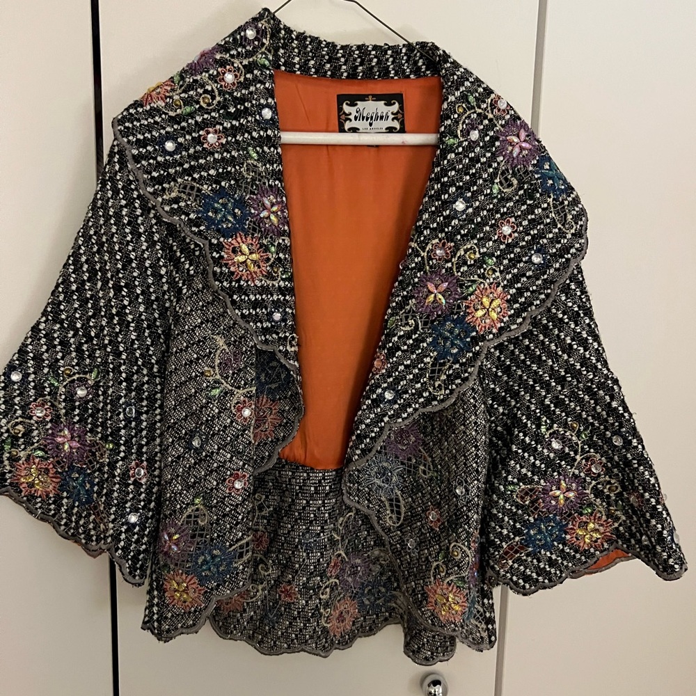 Meghan LA jacket with floral embroidery and rhinestones
